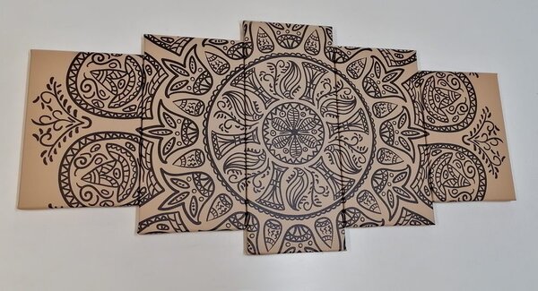 Quadri 5 pezzi – Mandala con motivo naturale astratto