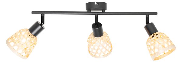 Faretto orientale nero con bambù 3 luci - Rayan