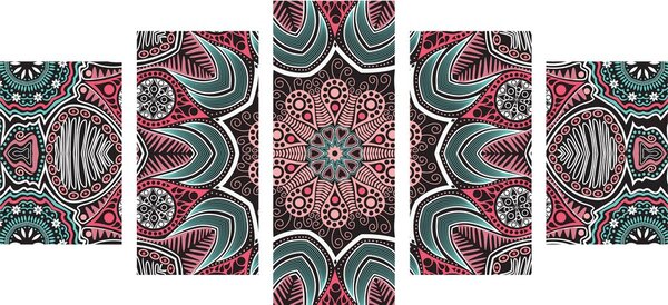 Quadri 5 pezzi – Mandala indiana con motivo floreale