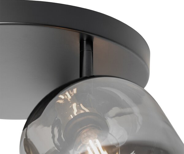 Faretto da soffitto nero con oro e vetro fumé 3 luci - Zuzanna