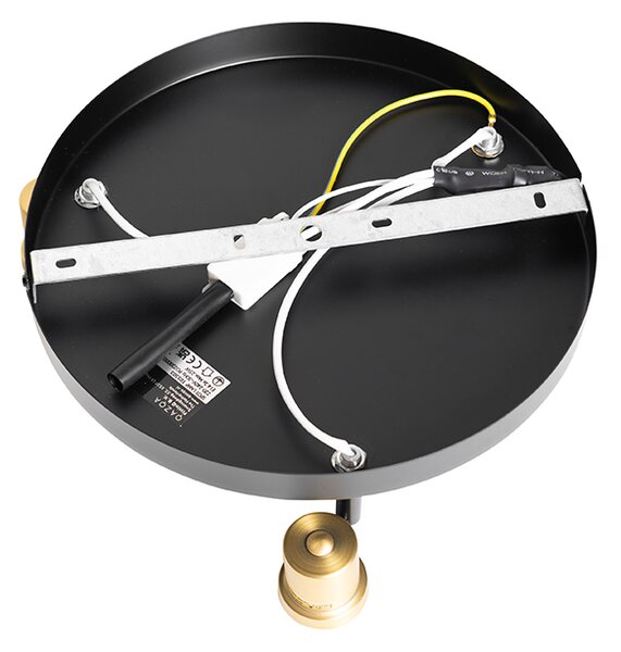 Faretto da soffitto nero con oro e vetro fumé 3 luci - Zuzanna