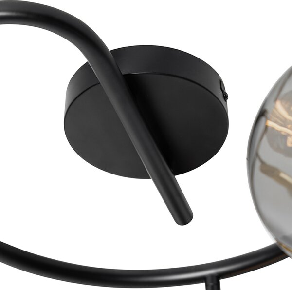 Faretto da soffitto nero con vetro fumé rotondo 3 luci - Zuzanna