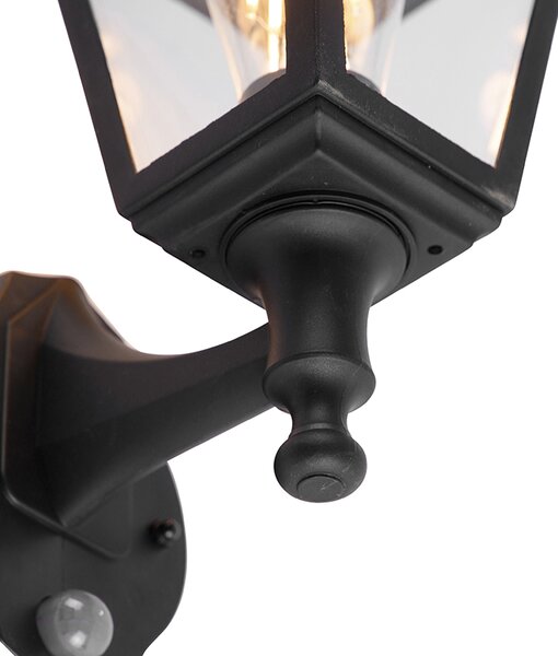 Lampada da parete per esterni classica nera con sensore di movimento - Capital