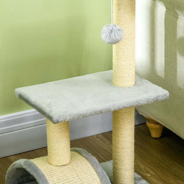 AllMyPets Albero per Gatti a 3 Livelli con Tiragraffi, Peluche e Sisal 40x35x72 cm colore Grigio Chiaro - U5600LG