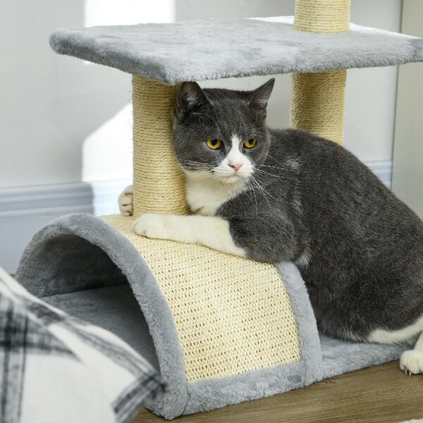 AllMyPets Albero per Gatti a 3 Livelli con Tiragraffi, Peluche e Sisal 40x35x72 cm colore Grigio Chiaro - U5600LG