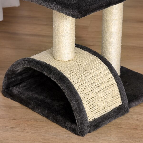 AllMyPets Albero per Gatti a 3 Livelli con Tappetino Tiragraffi ad Arco in Legno Peluche e Sisal 40x35x72 cm colore Grigio - 22351S366
