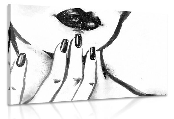 Stampa su tela – Ritratto di donna in acquerello in bianco e nero