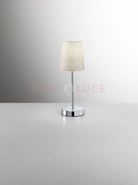 Adam lumetto in metallo cromo lucido paralume simil juta 1 luce att