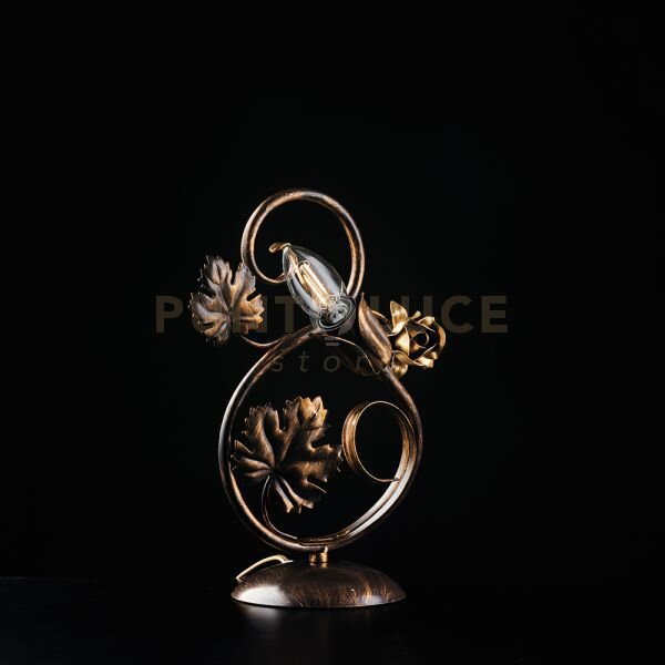 Lumetto in ferro laccato marrone con decorazione oro antico 1 luce