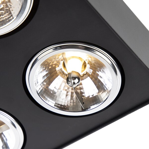 Faretto di design nero quadrato 4 luci - Kaya