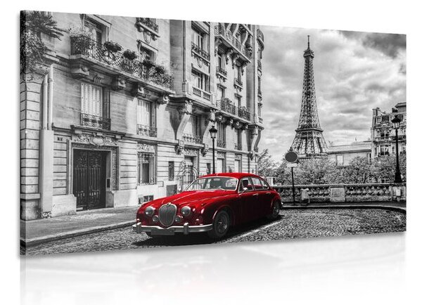 Stampa su tela – Auto retrò rossa a Parigi