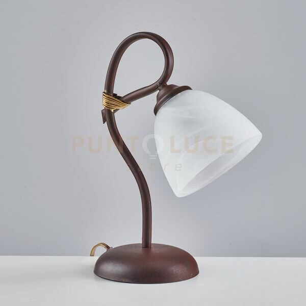 Lumetto in ferro laccato nero con decorazione effetto ruggine e rif
