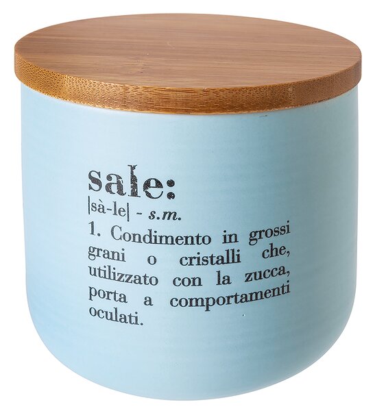 Barattolo Sale Double Face 500 ml in New Bone China VdE Tivoli 1996 Acquamarina