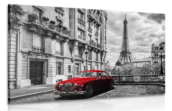Stampa su tela – Auto retrò rossa a Parigi