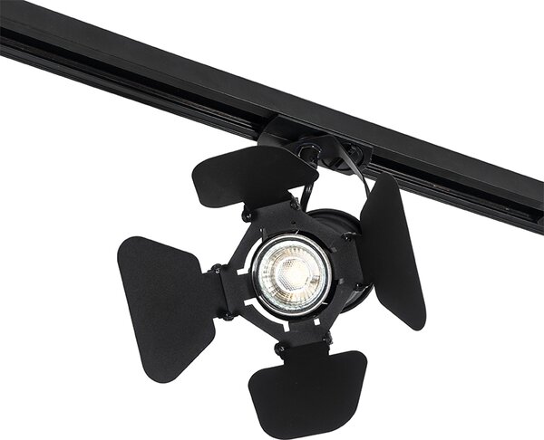 Sistema di illuminazione a binario moderno con 5 faretti nero 1 fase - Iconic Movie