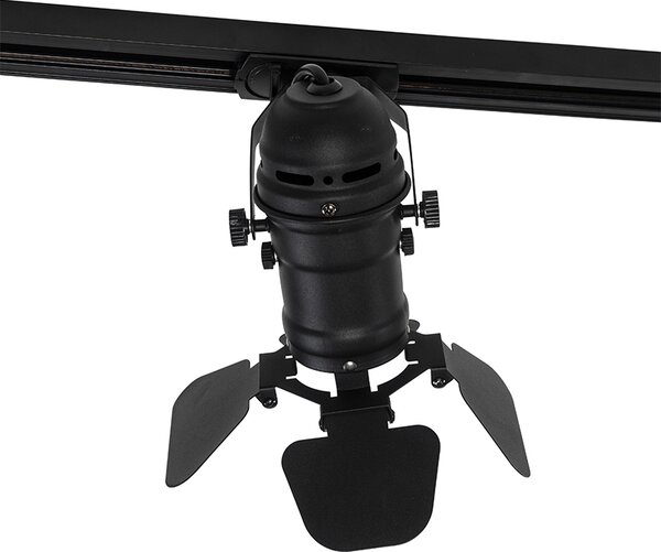 Sistema di illuminazione a binario moderno con 5 faretti nero 1 fase - Iconic Movie