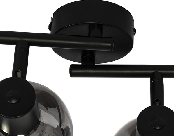Plafoniera Art Déco vetro fumé nero 4-luci - VIDRO