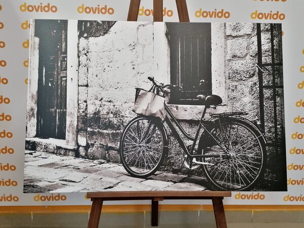 Quadro su tela – Bicicletta retrò in bianco e nero