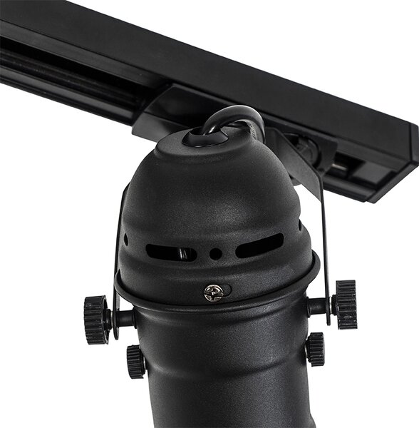 Sistema di illuminazione a binario moderno con 3 faretti nero 1 fase - Iconic Movie