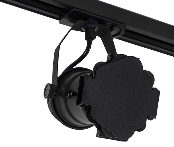 Sistema di illuminazione a binario moderno con 3 faretti nero 1 fase - Iconic Movie