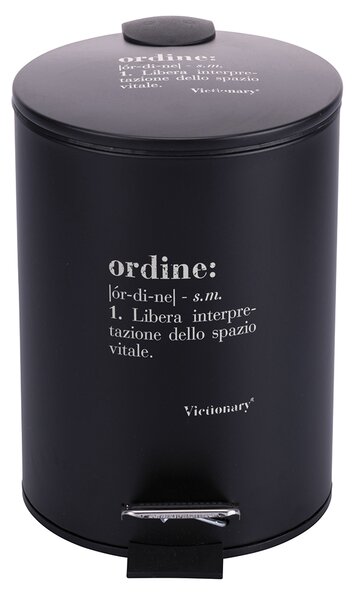 Pattumiera "Ordine" 3 Litri Ø17x23,5 cm in Plastica VdE Tivoli 1996 Nero