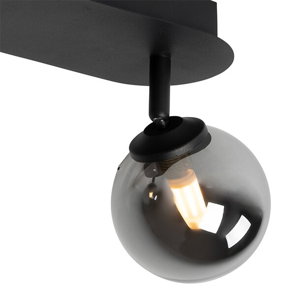Faretto moderno nero con vetro fumé 2 luci - ATHENAS