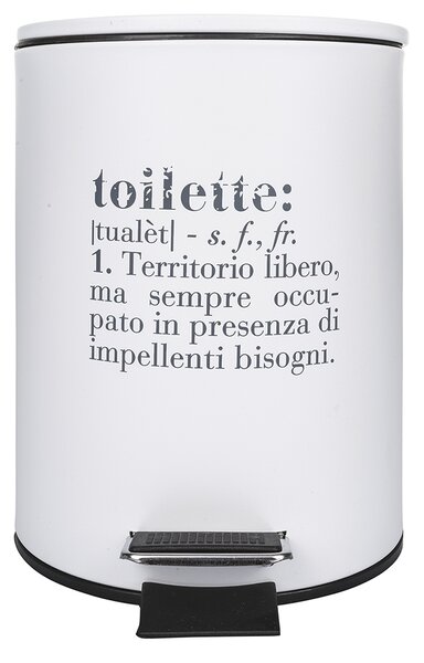 Pattumiera "Toilette" 3 Litri Ø17x23,5 cm in Plastica VdE Tivoli 1996 Bianco