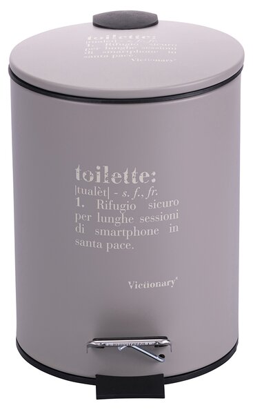 Pattumiera "Toilette" 3 Litri Ø17x23,5 cm in Plastica VdE Tivoli 1996 Tortora