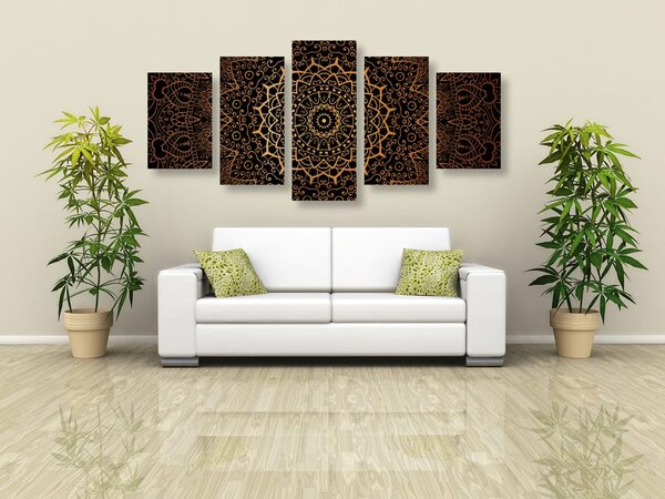 Quadri 5 pezzi – Mandala vintage in stile indiano