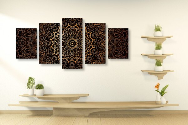 Quadri 5 pezzi – Mandala vintage in stile indiano