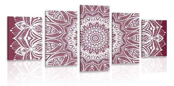 Quadri 5 pezzi – Mandala armonia su sfondo rosa