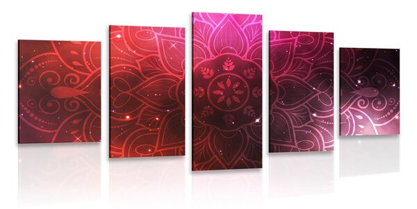 Quadri 5 pezzi – Mandala con sfondo galattico