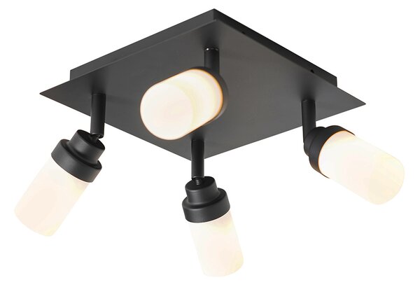 Faretto da bagno moderno nero 4 luci IP44 - Japie