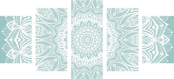 Quadri 5 pezzi – Mandala armonia su sfondo blu