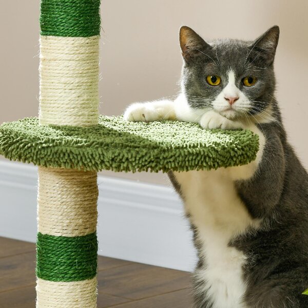 AllMyPets Albero Tiragraffi con Lettino per Gatti 2 Palline Piattaforma e Palo in Sisal colore Verde e Bianco - W671GN