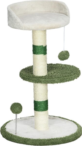 AllMyPets Albero Tiragraffi con Lettino per Gatti 2 Palline Piattaforma e Palo in Sisal colore Verde e Bianco - W671GN