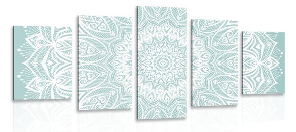 Quadri 5 pezzi – Mandala armonia su sfondo blu