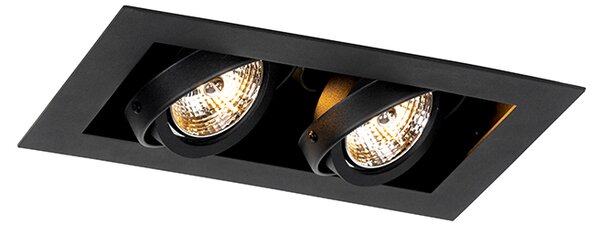 Faretto da incasso moderno nero 2 luci orientabile - Oneon 70