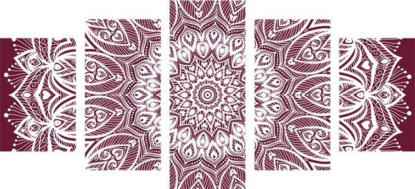 Quadri 5 pezzi – Mandala armonia su sfondo rosa