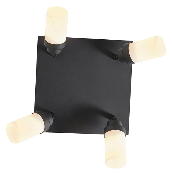 Faretto da bagno moderno nero 4 luci IP44 - Japie