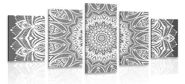 Quadri 5 pezzi – Mandala armonia in bianco e nero