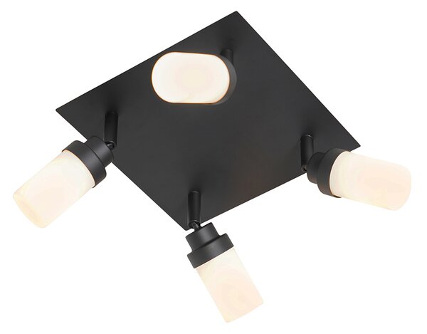 Faretto da bagno moderno nero 4 luci IP44 - Japie