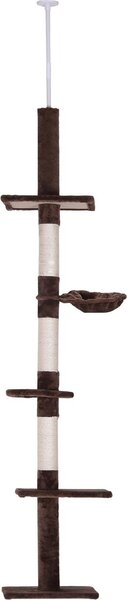 AllMyPets Albero Tiragraffi Multilivello a Soffitto con Amaca e Altezza Regolabile 40x34x230-260 cm colore Marrone - D3DH9BNMAR