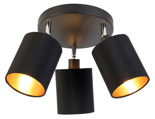 Faretto moderno nero con interno dorato 3 luci - Lofty