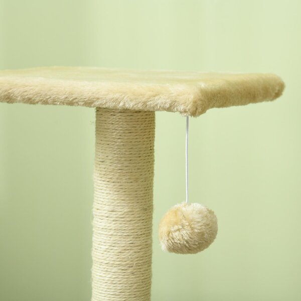 AllMyPets Albero Tiragraffi per Gatti a 3 Livelli con Tiragraffi Peluche e Sisal 40x35x72 cm colore Crema - K568CW