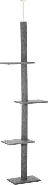 AllMyPets Albero Tiragraffi per Gatti a 4 Livelli con Altezza Regolabile Grigio 43x27x228-260cm - 312GYS369