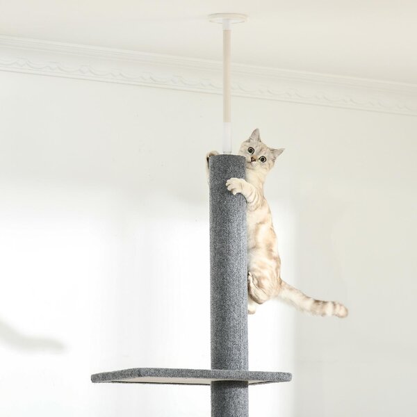 AllMyPets Albero Tiragraffi per Gatti a 4 Livelli con Altezza Regolabile Grigio 43x27x228-260cm - 312GYS369