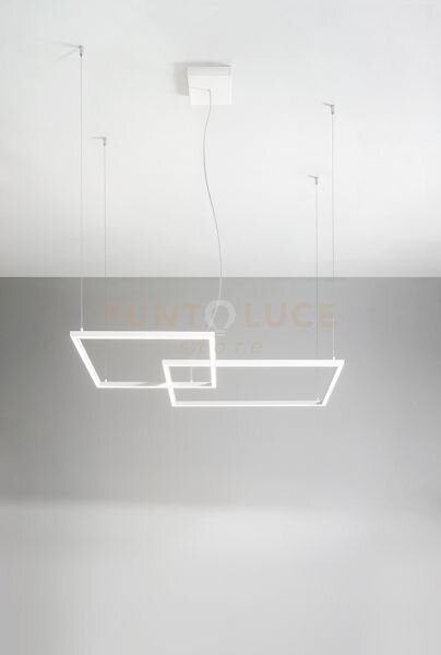 Cross sospensione in alluminio verniciato bianco 2 quadrati led 64w