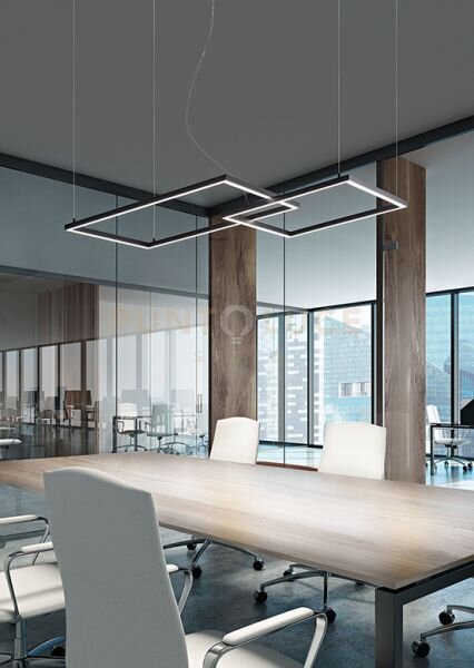 Cross sospensione in alluminio verniciato nero 2 quadrati led 64w 4