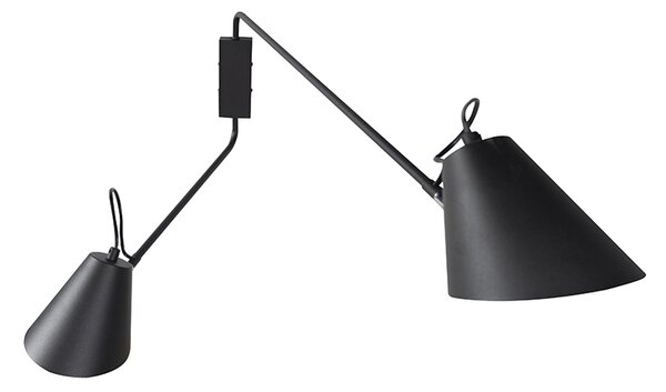 Lampada da parete moderna smart nera 2 luci regolabile con WiFi A60 - Lune